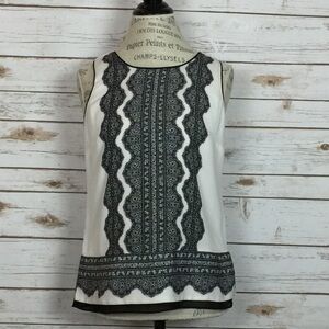 White House Black Market Black and White Sleeveless Tank Top